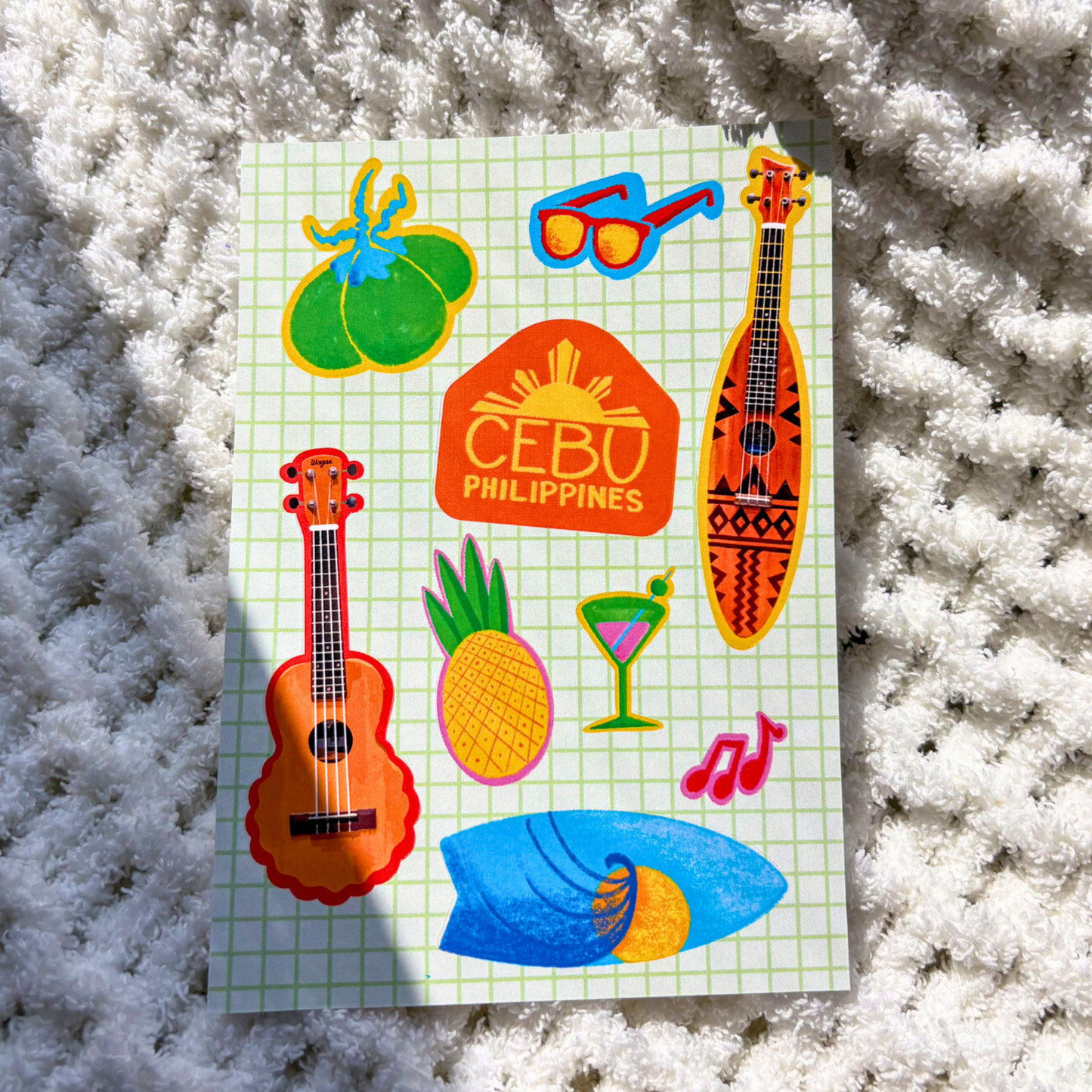 Ukulele-Themed Stickers & Postcards