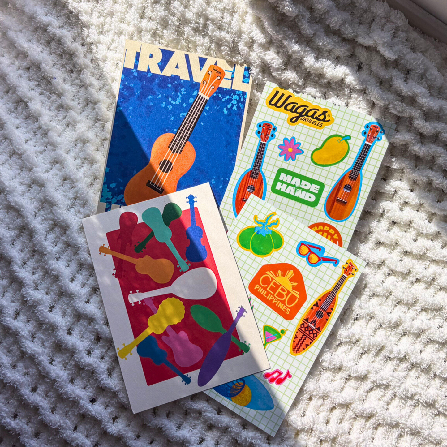 Ukulele-Themed Stickers & Postcards