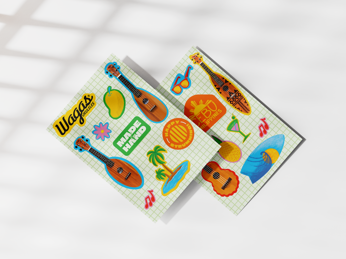 Ukulele-Themed Stickers & Postcards